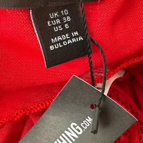 Sexy red Lace Cut Out Asymmetric Crop Long sleeve top resort vacation club hot - Picture 7 of 7